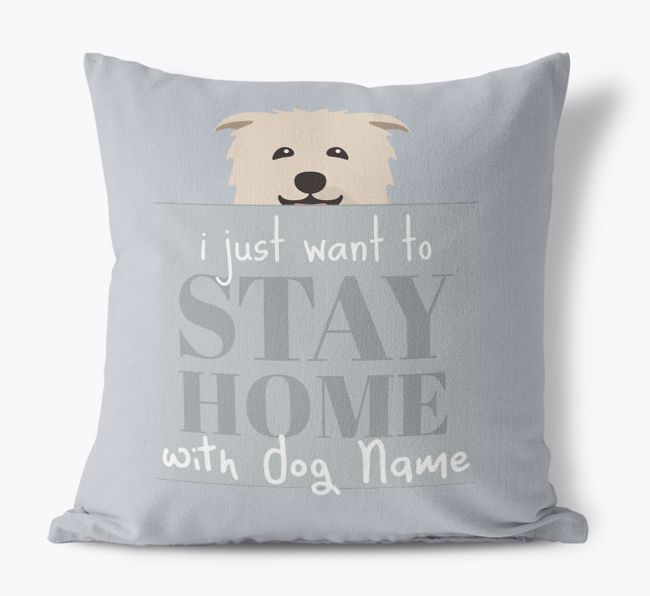 Stay Home: Personalized {breedFullName} Canvas Pillow